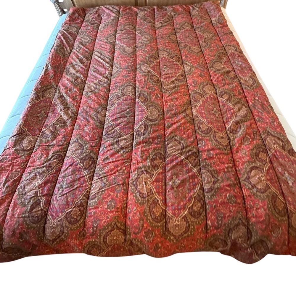 Ralph Lauren Home Red Paisley Medallion Cotton Comforter Twin Made in Italy USA